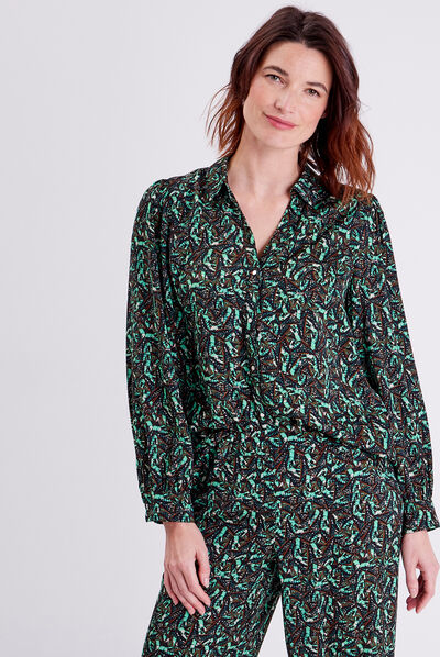 Chemise manches longues vert pastel femme