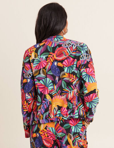 Veste droite col châle multicolore femme