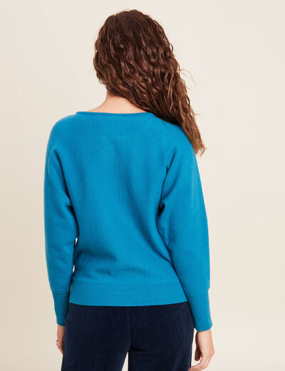 Pull manches longues bleu canard femme