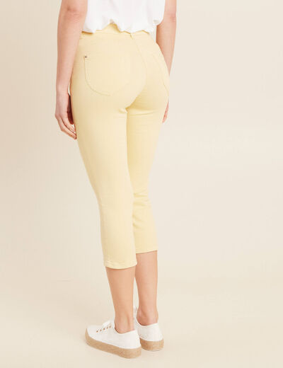 Pantacourt droit taille standard jaune clair femme