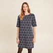 Robe droite manches 3/4 bleu femme