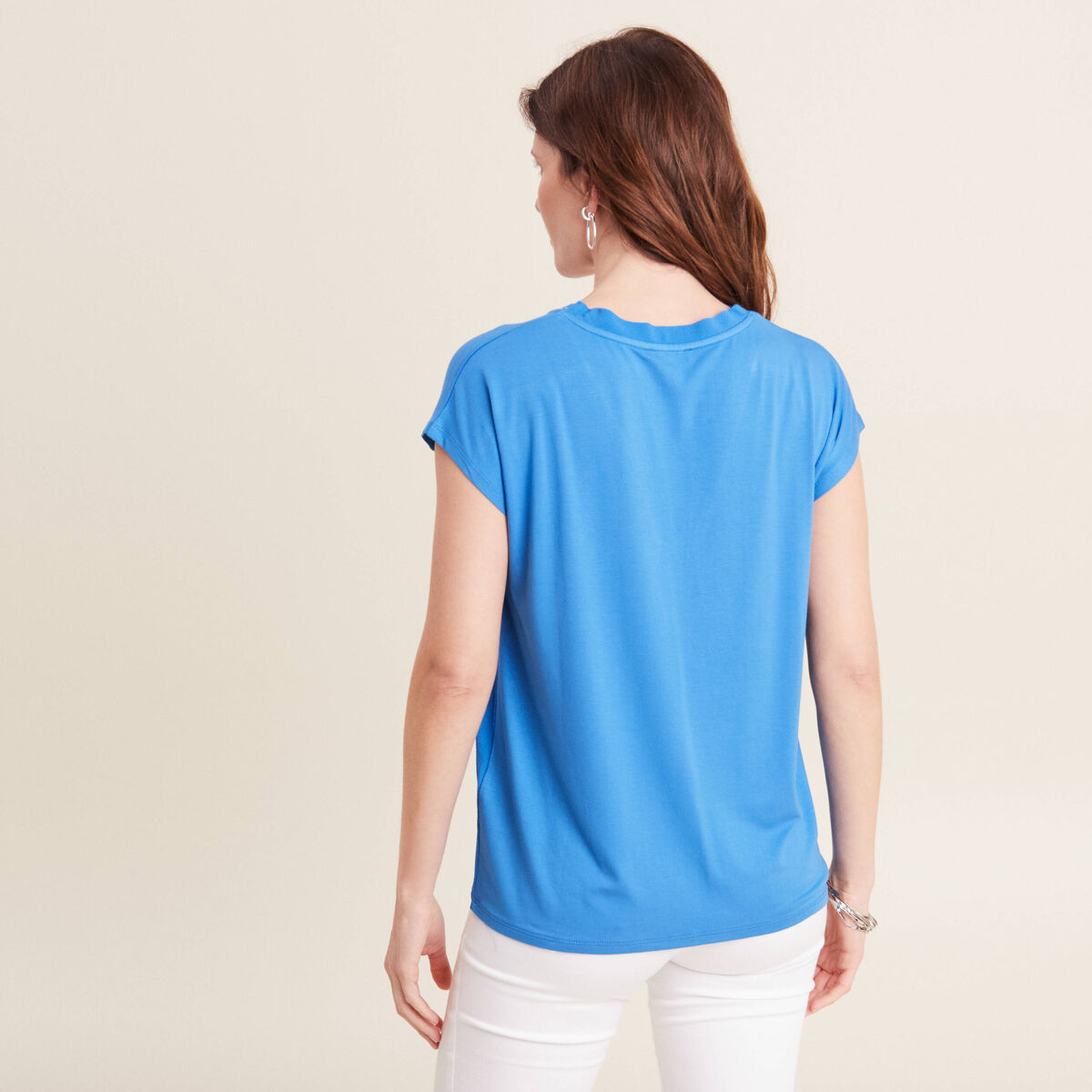 T-shirt manches courtes bleu femme