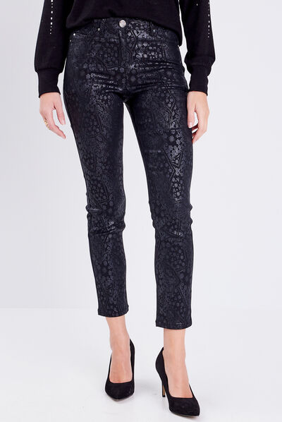 Pantalon ajusté noir femme