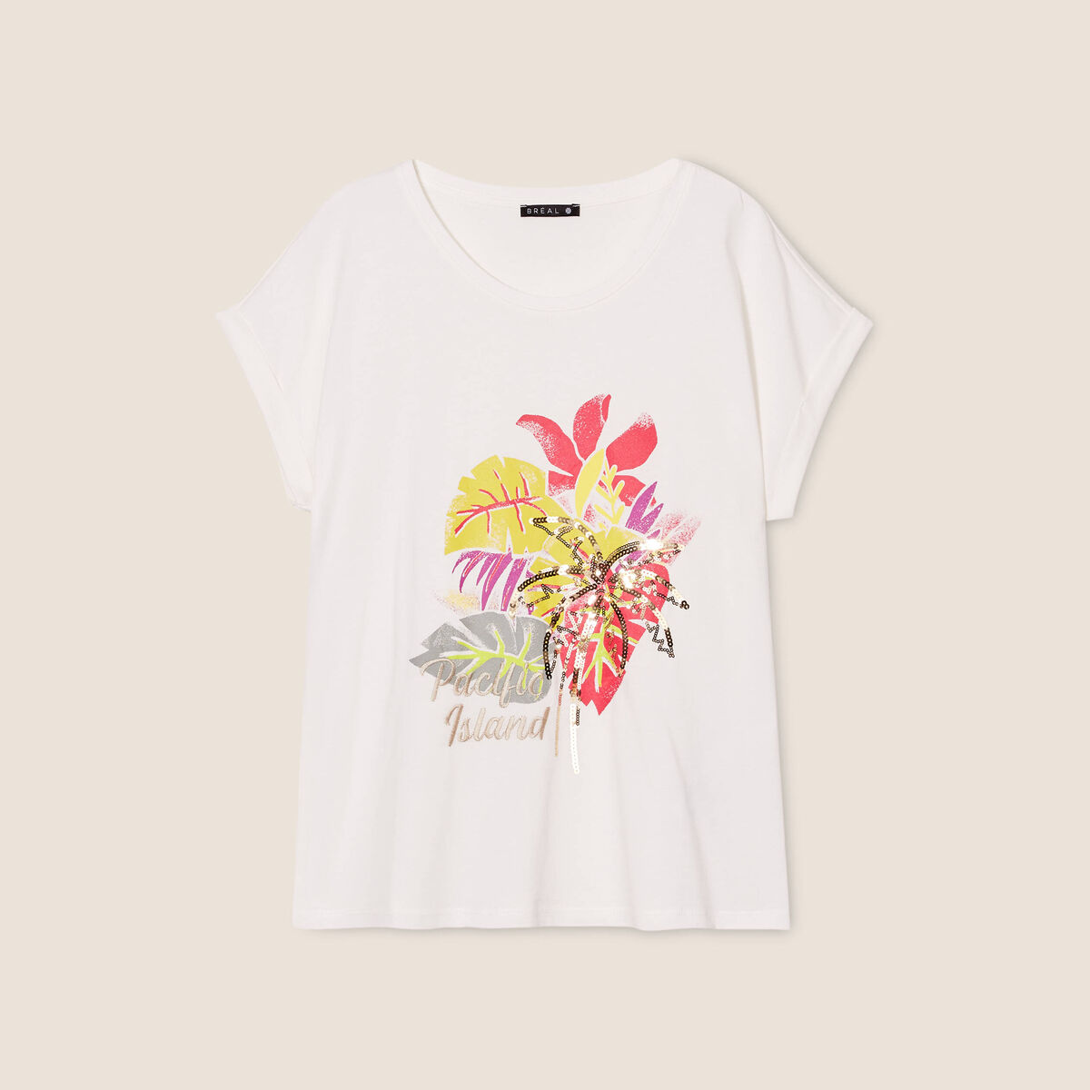T-shirt manches courtes ecru femme