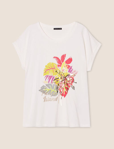 T-shirt manches courtes ecru femme