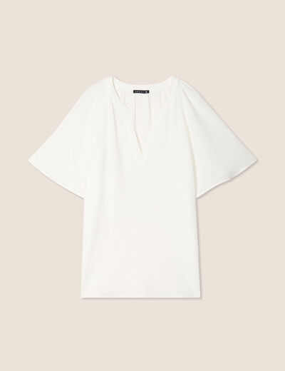 Blouse manches courtes ecru femme