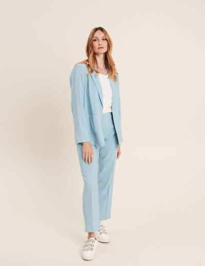 Veste tailleur droite bleu gris femme