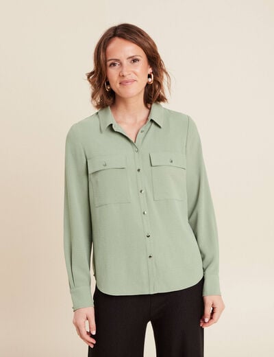 Chemise manches longues vert clair femme