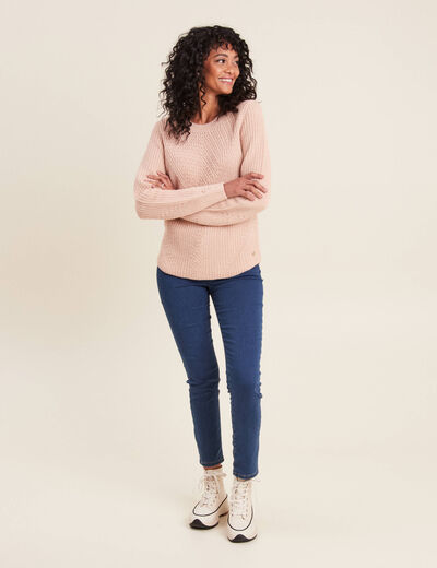 Pull manches longues rose poudrée femme