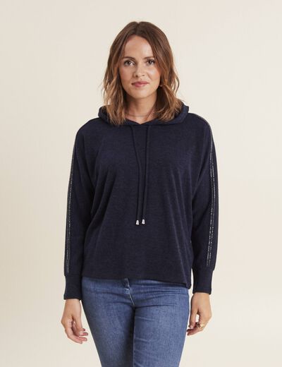 Sweat à capuche bleu marine femme