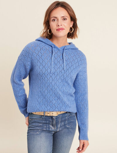 Pull à capuche bleu violet femme