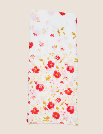 Foulard imprim&eacute; floral rose fushia femme