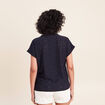 T-shirt droit manches courtes bleu marine femme