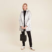 Parka métallisée à capuche gris argent femme
