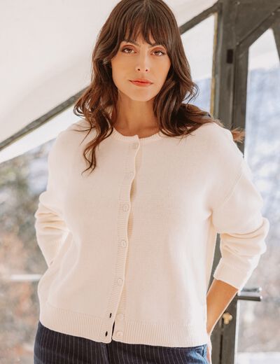 Gilet manches longues ecru femme