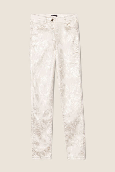 Pantalon ajusté denim blanc femme