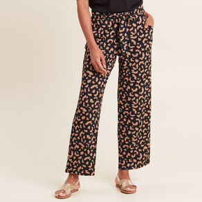 Pantalon ample taille haute noir femme