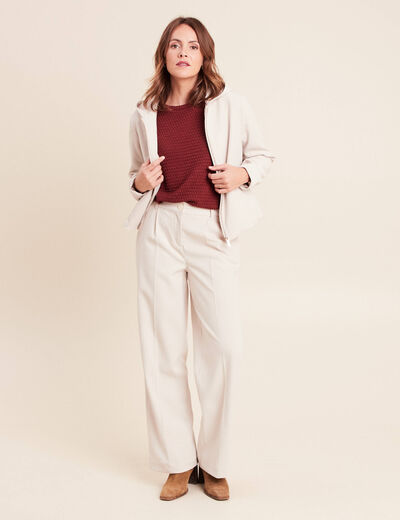 Veste zipp&eacute;e avec capuche sable femme