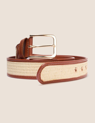 Ceinture large camel femme