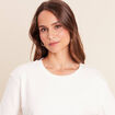 T-shirt ample col rond manches courtes ecru femme