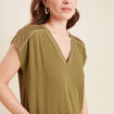 T-shirt manches courtes vert kaki femme