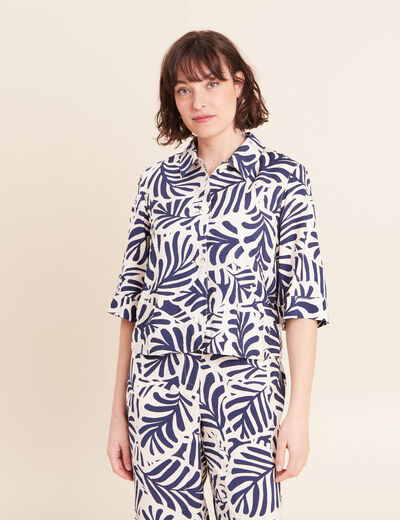 Veste courte manches 3/4 blanc femme
