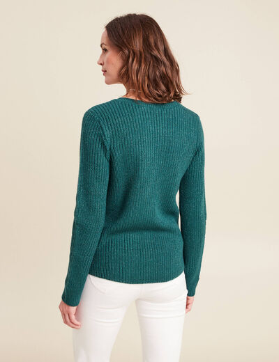 Pull manches longues vert foncé femme