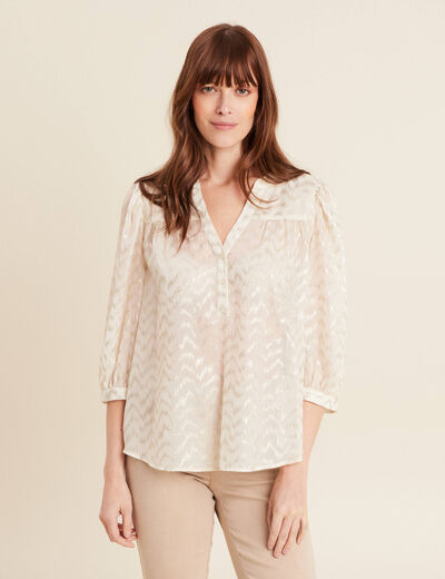 Blouse manches 3/4 creme femme