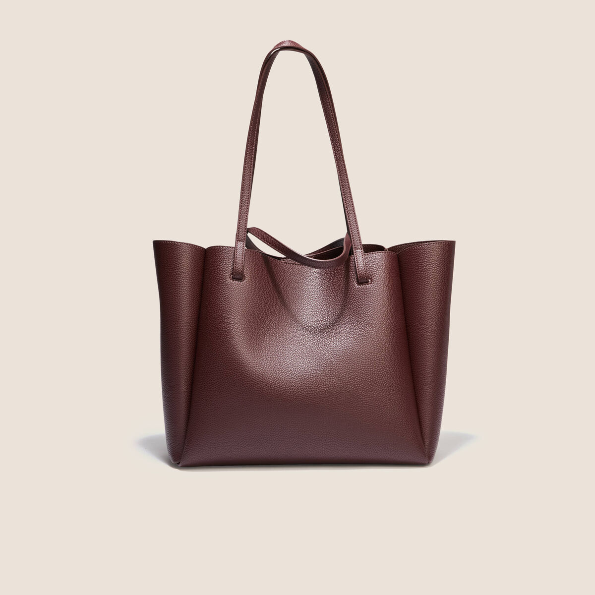 Sac cabas doubl&eacute; bordeaux femme