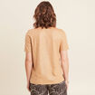 T-shirt col V manches courtes beige femme