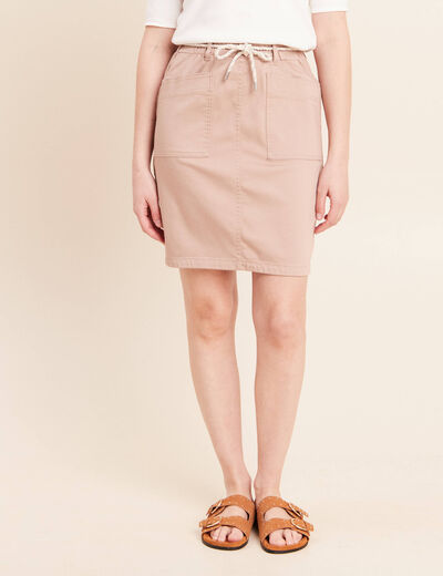 Jupe droite r&eacute;versible marron femme