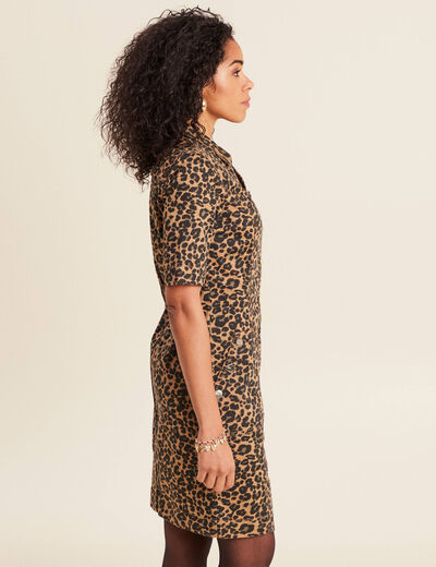 Robe droite en jean marron femme