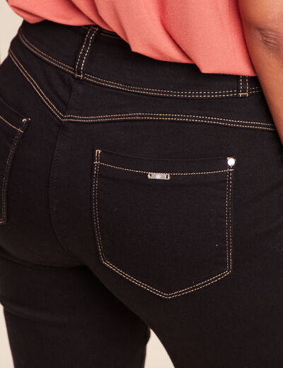 Jean ajust&eacute; taille haute longue noir femme