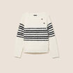Pull bouclette col rond manches longues blanc femme