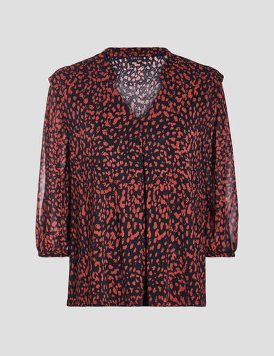 T-shirt manches 3/4 noir femme