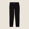 Jean ajusté 7/8ème effet bi-matière noir femme