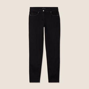 Jean ajusté 7/8ème effet bi-matière noir femme