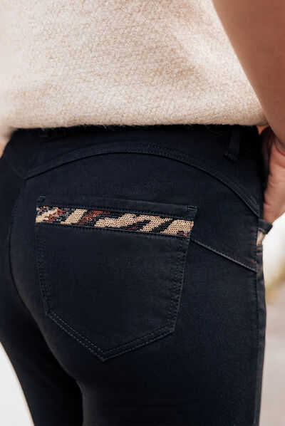 Pantalon bootcut avec sequins noir femme