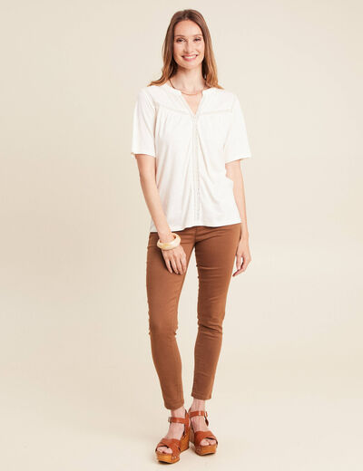 T-shirt manches courtes ecru femme