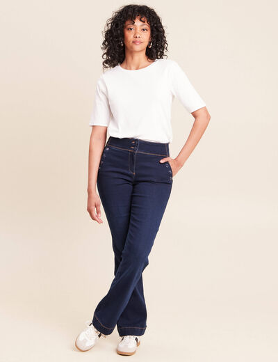 Jean bootcut taille haute denim brut femme
