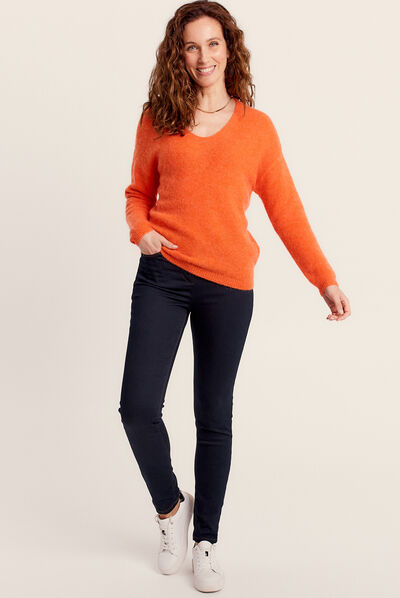 Pull manches longues orange femme