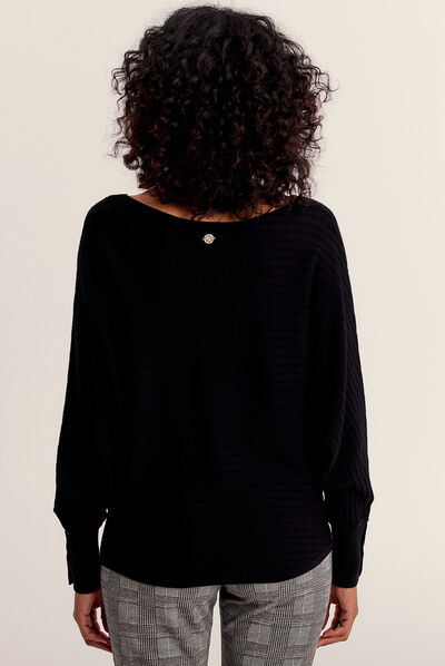 Pull manches longues noir femme