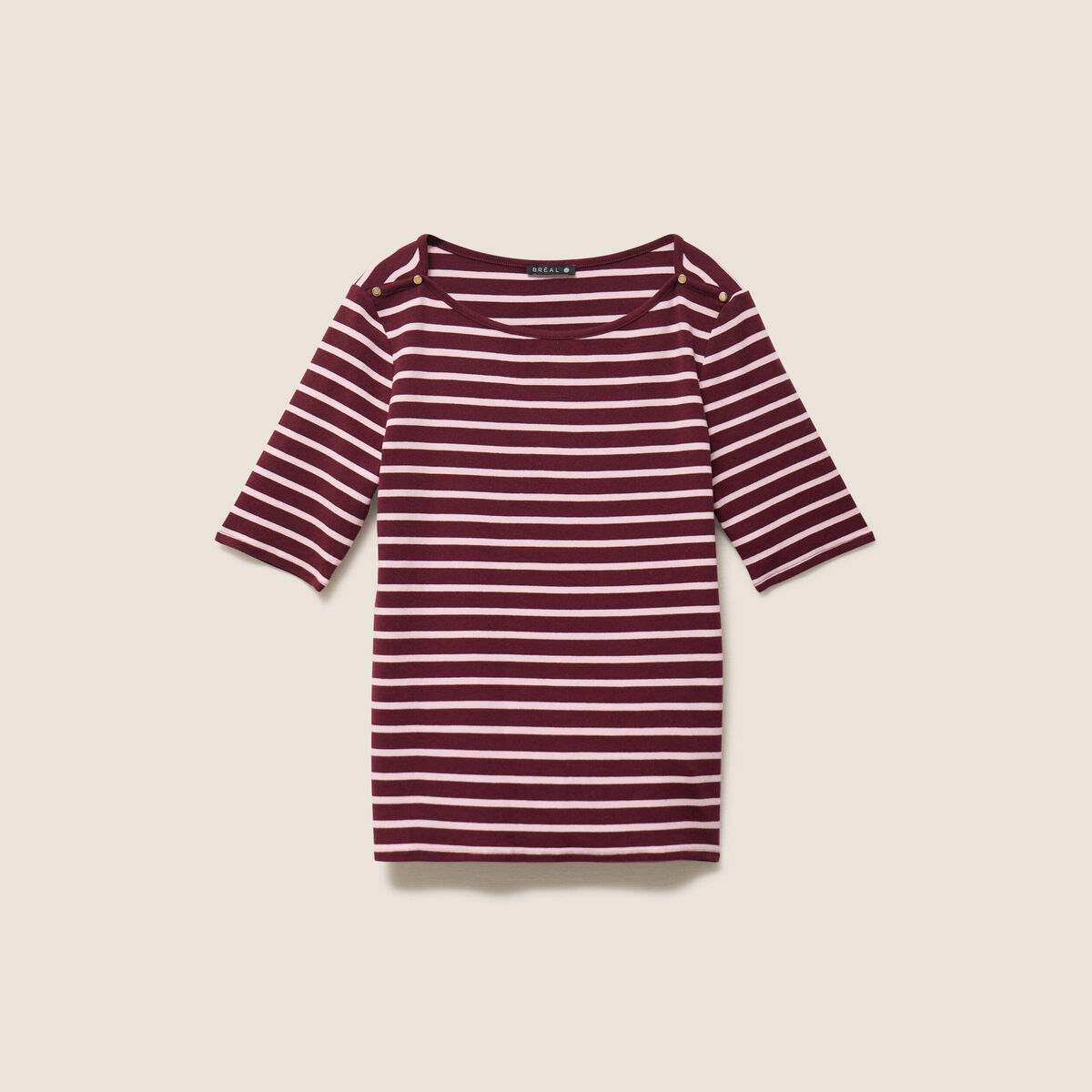 T-shirt col bateau rose femme