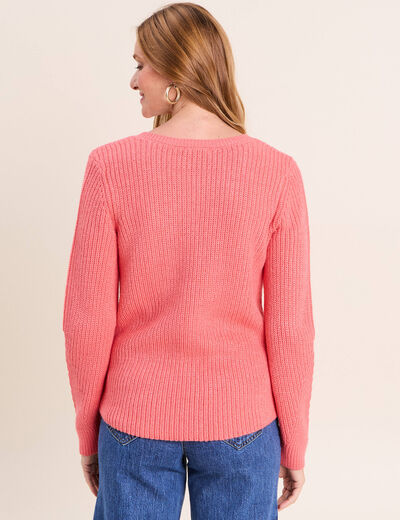 Pull manches longues rose framboise femme