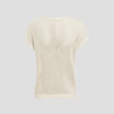 Pull manches courtes ajour&eacute; ecru femme