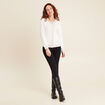Gilet à capuche zippé ecru femme