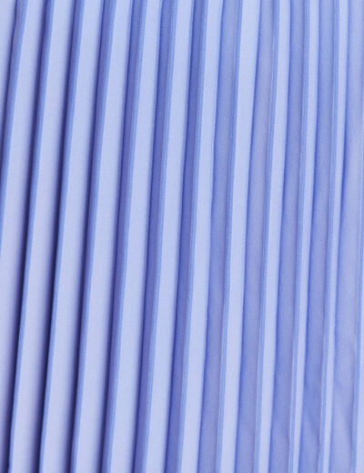 Jupe midi patineuse pliss&eacute;e bleu femme