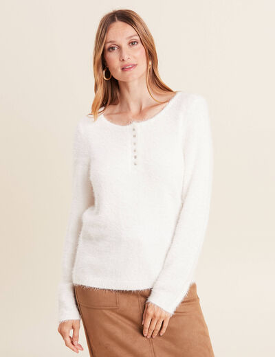 Pull manches longues ecru femme