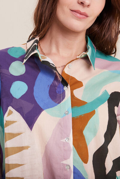 Chemise manches longues multicolore femme