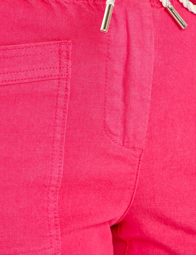 Pantalon coupe droite à coulisse rose framboise femme